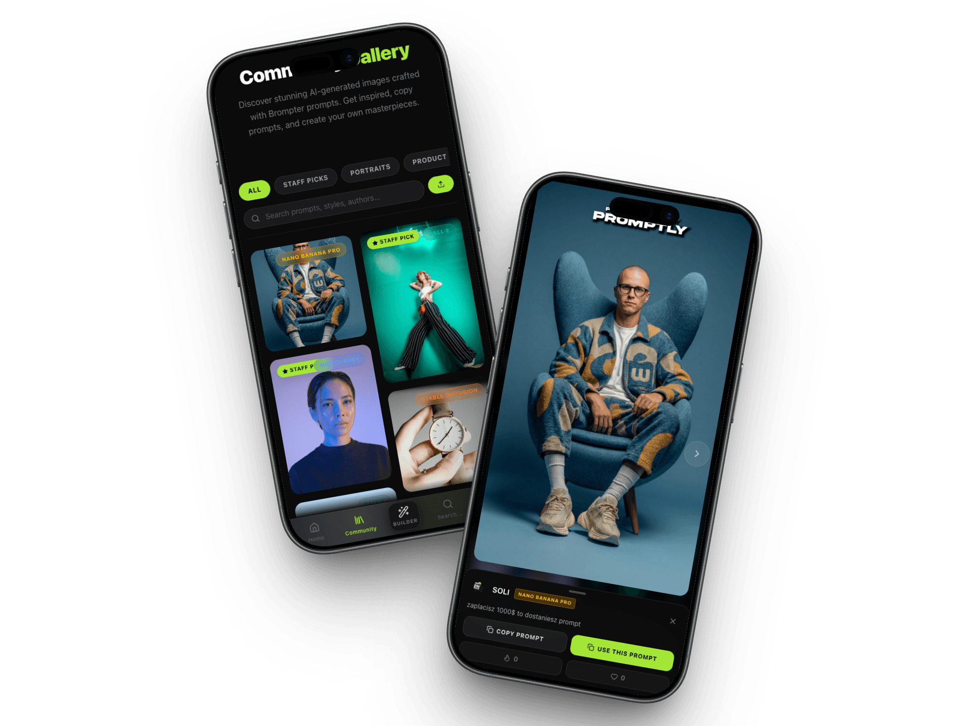 Brompter on mobile — Community Gallery and Prompt Builder